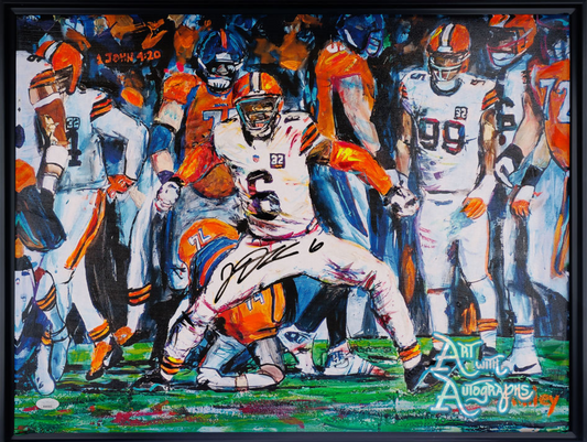 Jeremiah Owusu-Koramoah Autographed Cleveland Browns 24x30 Canvas - Framed
