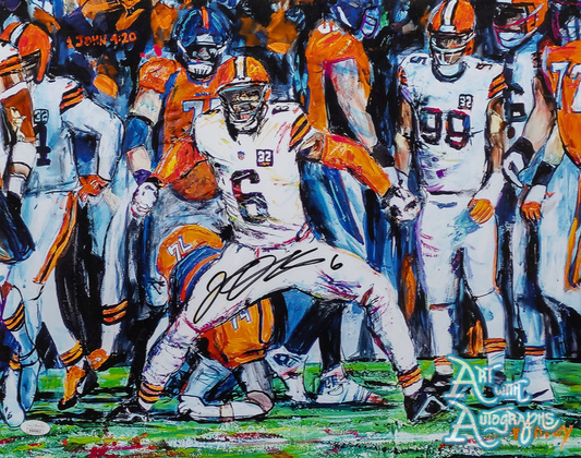 Jeremiah Owusu-Koramoah Autographed Cleveland Browns 16x20 Print - with mat